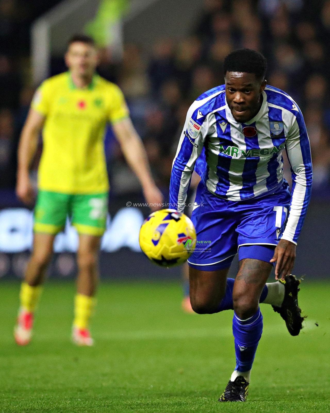 Ike Ugbo of Sheffield Wednesday during the Sky Bet Championship match Sheffield Wednesday vs Norwich City at Hillsborough, Sheffield, United Kingdom, 5th November 2025(Photo by Sam Eaden/News Images)*** GER AUT SUI OUT ***