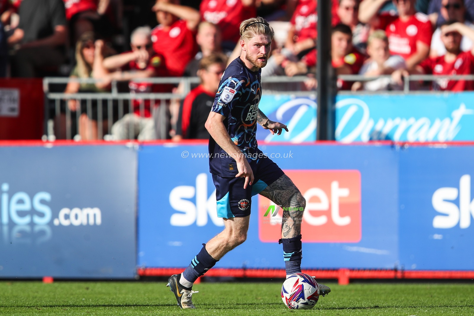 Hayden Coulson of Blackpool in action during the Sky Bet League 1 match Crawley Town vs Blackpool at Broadfield Stadium, Crawley, United Kingdom, 10th August 2024

(Photo by Gareth Evans/News Images)