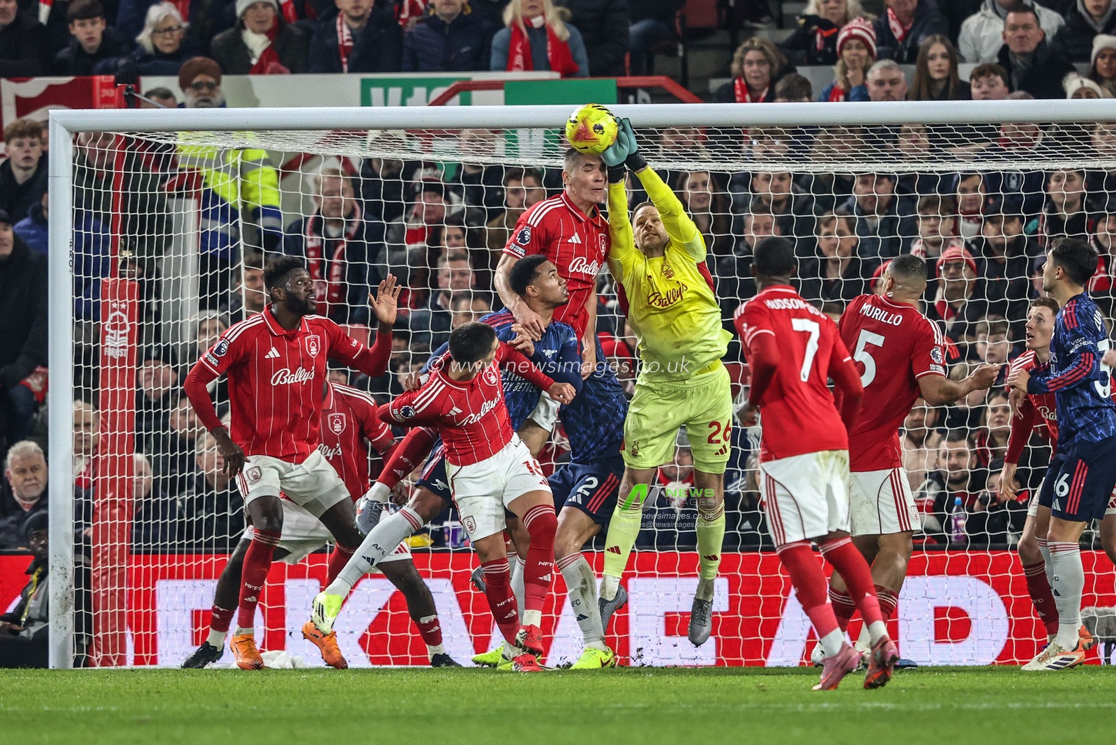 Nottingham Forest goalkeeper Matz Sels makes a save during the Premier League match Nottingham Forest vs Arsenal at City Ground, Nottingham, United Kingdom, 17th January 2026

(Photo by Alfie Cosgrove/News Images)