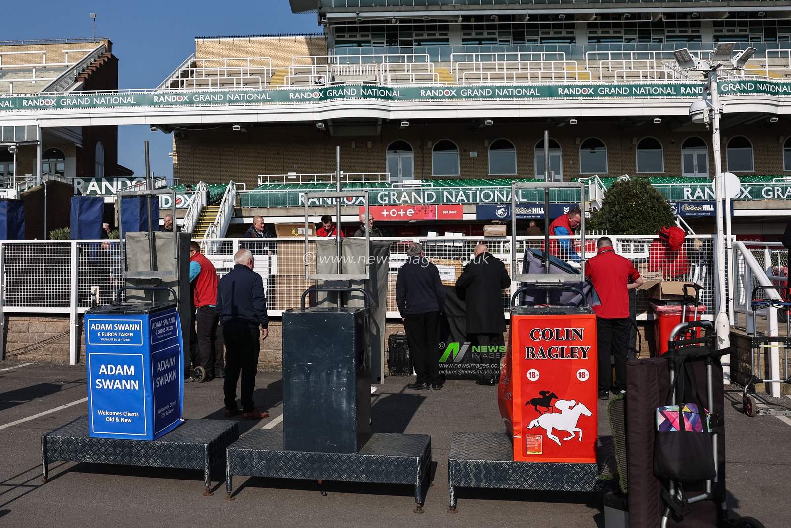 Bookmakers prepare their stands for a day of racing during the Randox Grand National 2025 Day 1 Opening Day at Aintree Racecourse, Liverpool, United Kingdom, 3rd April 2025

(Photo by Mark Cosgrove/News Images)