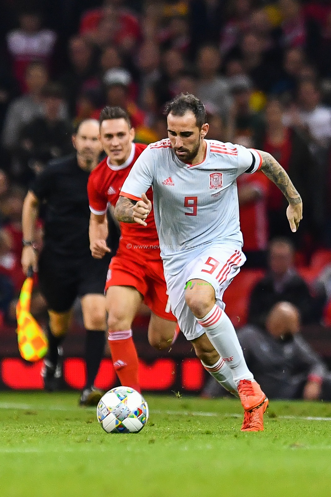 11th October 2018 , Principality Stadium, Cardiff, Wales ; International friendly, Wales v Spain ; Paco Alcacer  of Spain in action

Credit: Craig Thomas/News Images