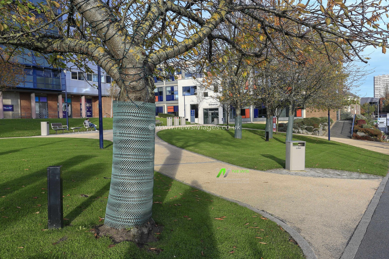 Despite universities remaining open University of Sunderland City Campus is very quiet during Day One of Covid-19 national lockdown 2 on the University of Sunderland City Campus