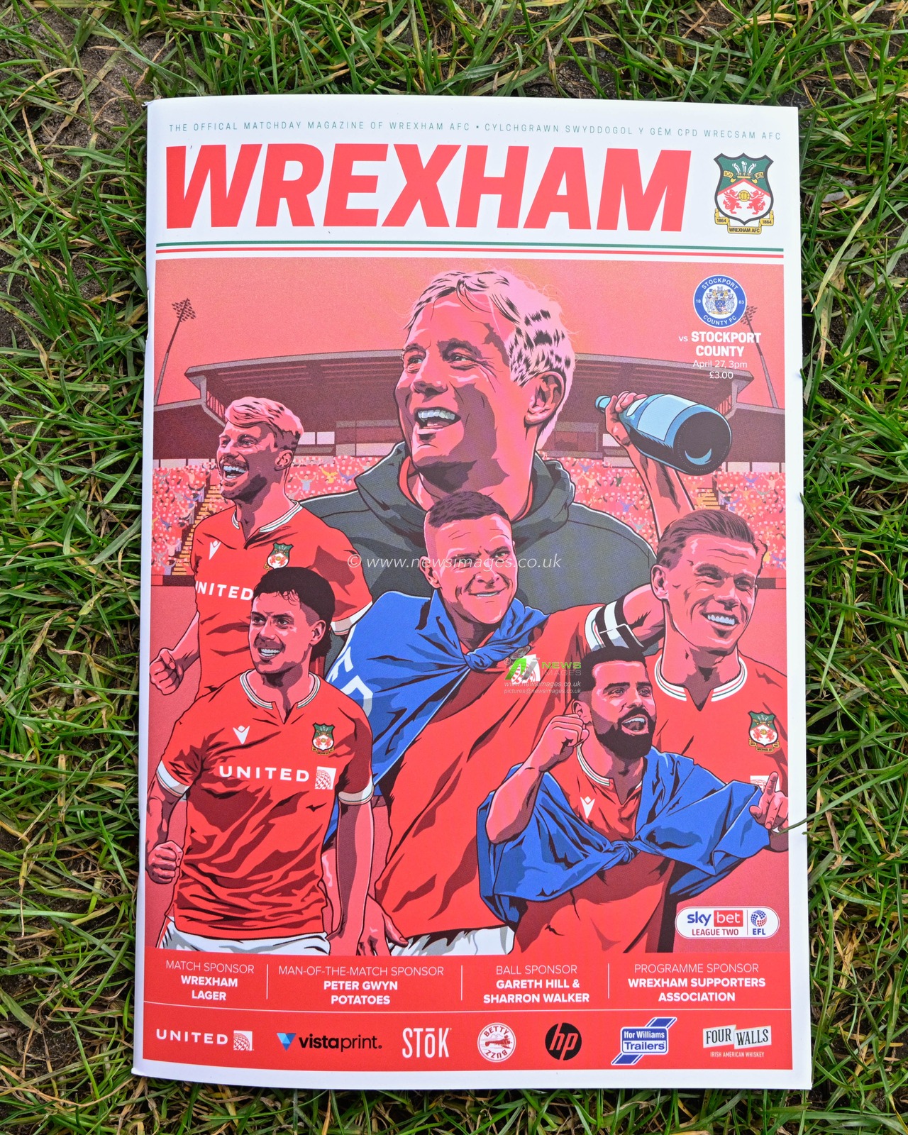 The match day program pitch side ahead of the Sky Bet League 2 match Wrexham vs Stockport County at SToK Cae Ras, Wrexham, United Kingdom, 27th April 2024

(Photo by Cody Froggatt/News Images)