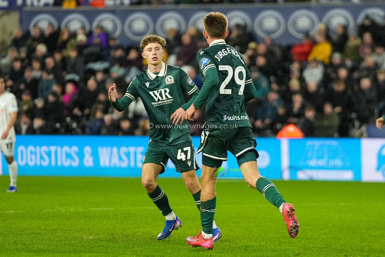 Mathias Jørgensen of Blackburn Rovers celebrates scoring his teams first goal during the Sky Bet Championship match Swansea City vs Blackburn Rovers at Swansea.com Stadium, Swansea, United Kingdom, 20th January 2026

(Photo by Andrew Lewis/News Images)