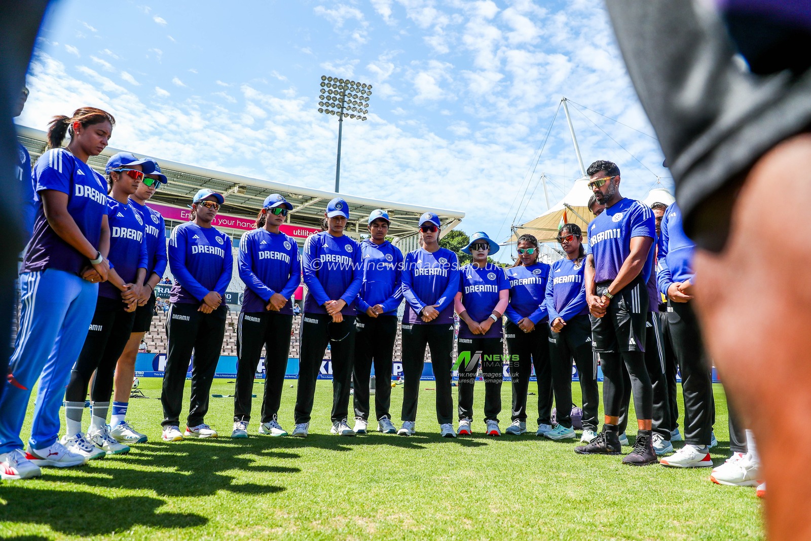 India enter a huddle prior to the 1st Metro Bank One Day International match England Women vs India Women at The Utilita Bowl, Southampton, United Kingdom, 16th July 2025

(Photo by Izzy Poles/News Images)