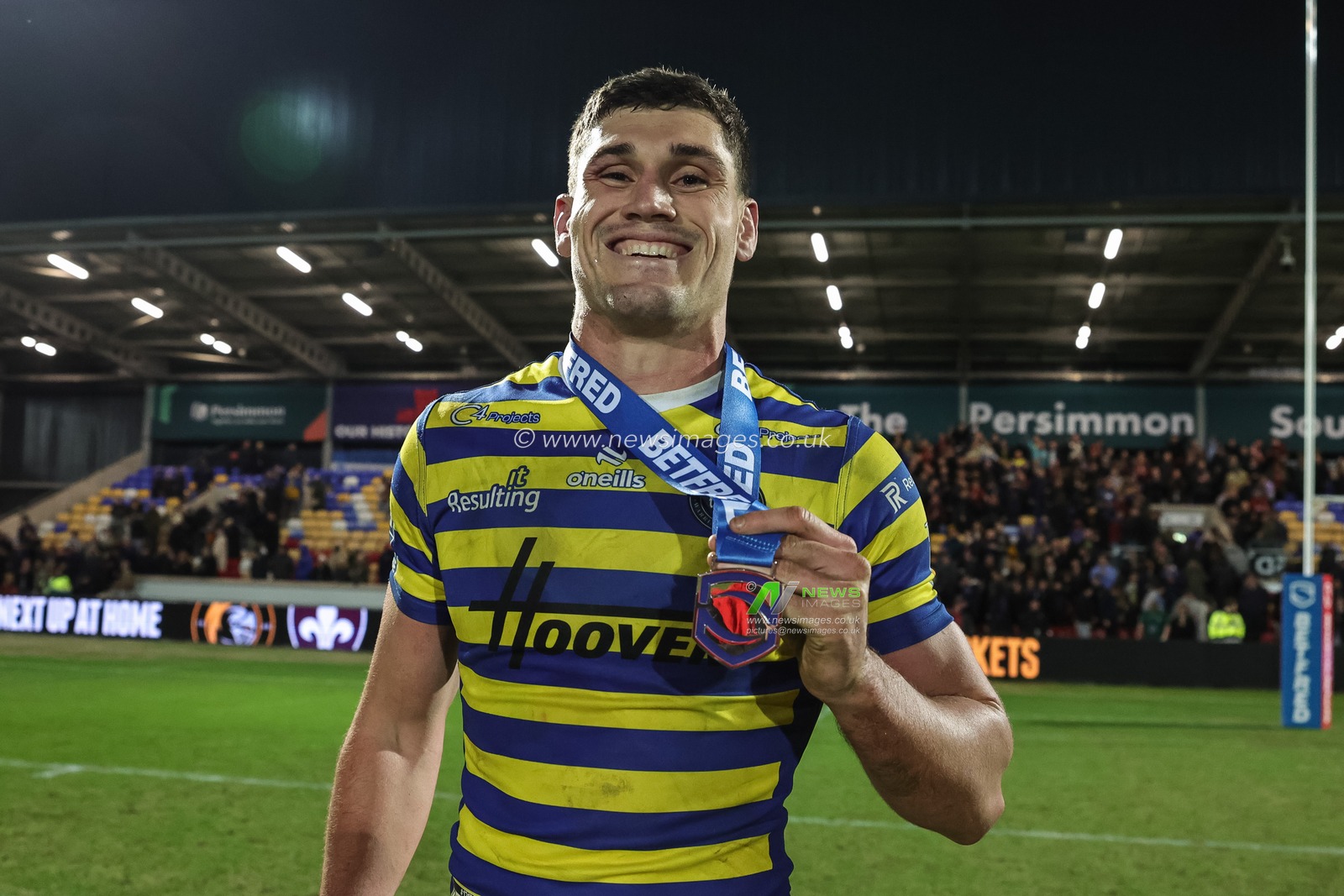 Betfred player of the match Sam Stone of Warrington Wolves during the Betfred Super League Round 4 match York Knights vs Warrington Wolves at LNER Community Stadium, York, United Kingdom on 06 March 2026

(Photo by Mark Cosgrove/News Images)
