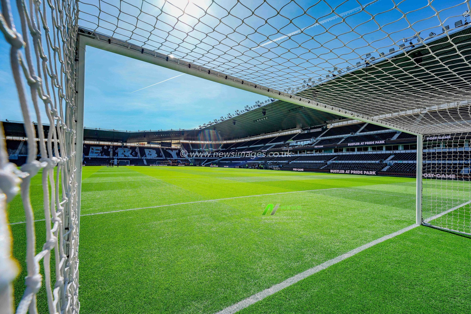 A general view of the pitch and stands during the Sky Bet Championship match Derby County vs Stoke City at Pride Park Stadium, Derby, United Kingdom on 06 April 2026

(Photo by Maynard Manyowa/News Images)