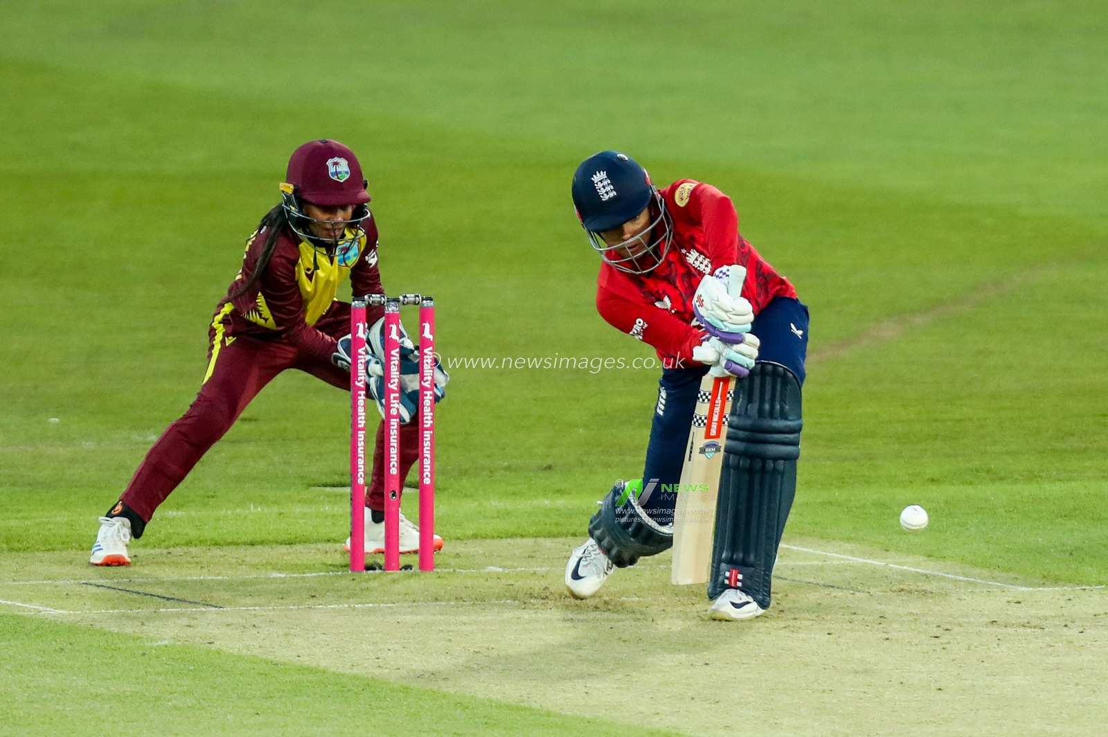 Sophia Dunkley of England Women bats during the 1st Vitality IT20 Series England Women v West Indies Women at The Spitfire Ground, Canterbury, United Kingdom, 21st May 2025

(Photo by Izzy Poles/News Images)