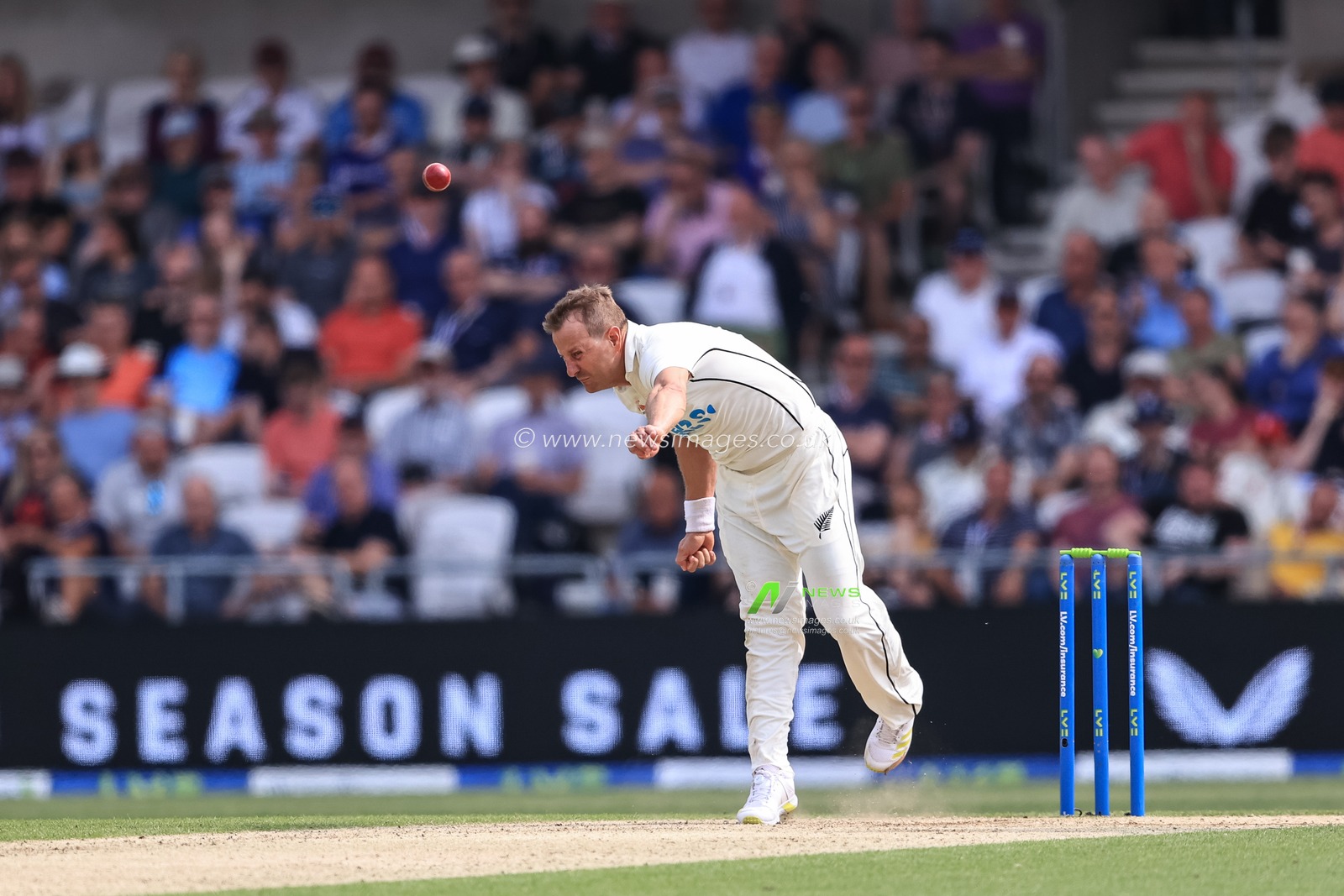 Neil Wagner of New Zealand delivers the ball