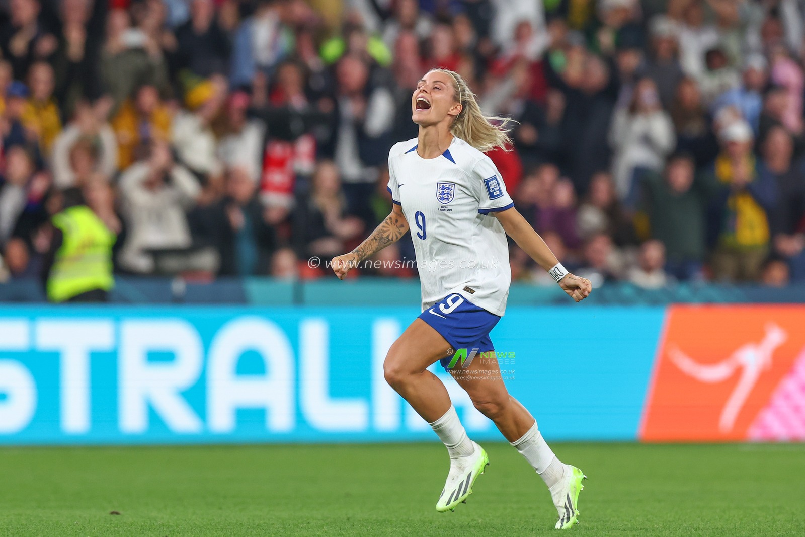 Rachel Daly #9 of England celebrates her teams win after  the FIFA Women's World Cup 2023 match England Women vs Nigeria Women at Suncorp Stadium, Brisbane, Australia, 7th August 2023

(Photo by Patrick Hoelscher/News Images)