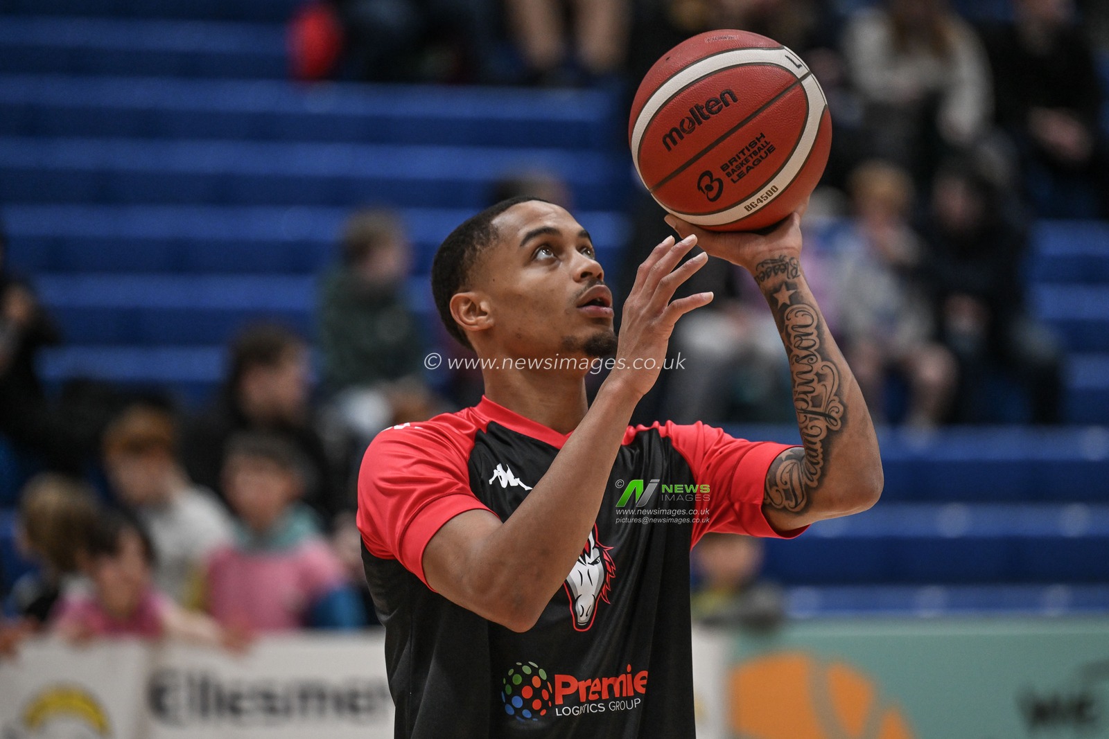 Xavier Pinson of Leicester Riders pre match warm ups ahead of the British Basketball Championship match Cheshire Phoenix vs Leicester Riders at Ellesmere Port Sports Village, Ellesmere Port, United Kingdom, 12th November 2023

(Photo by Craig Thomas/News Images)