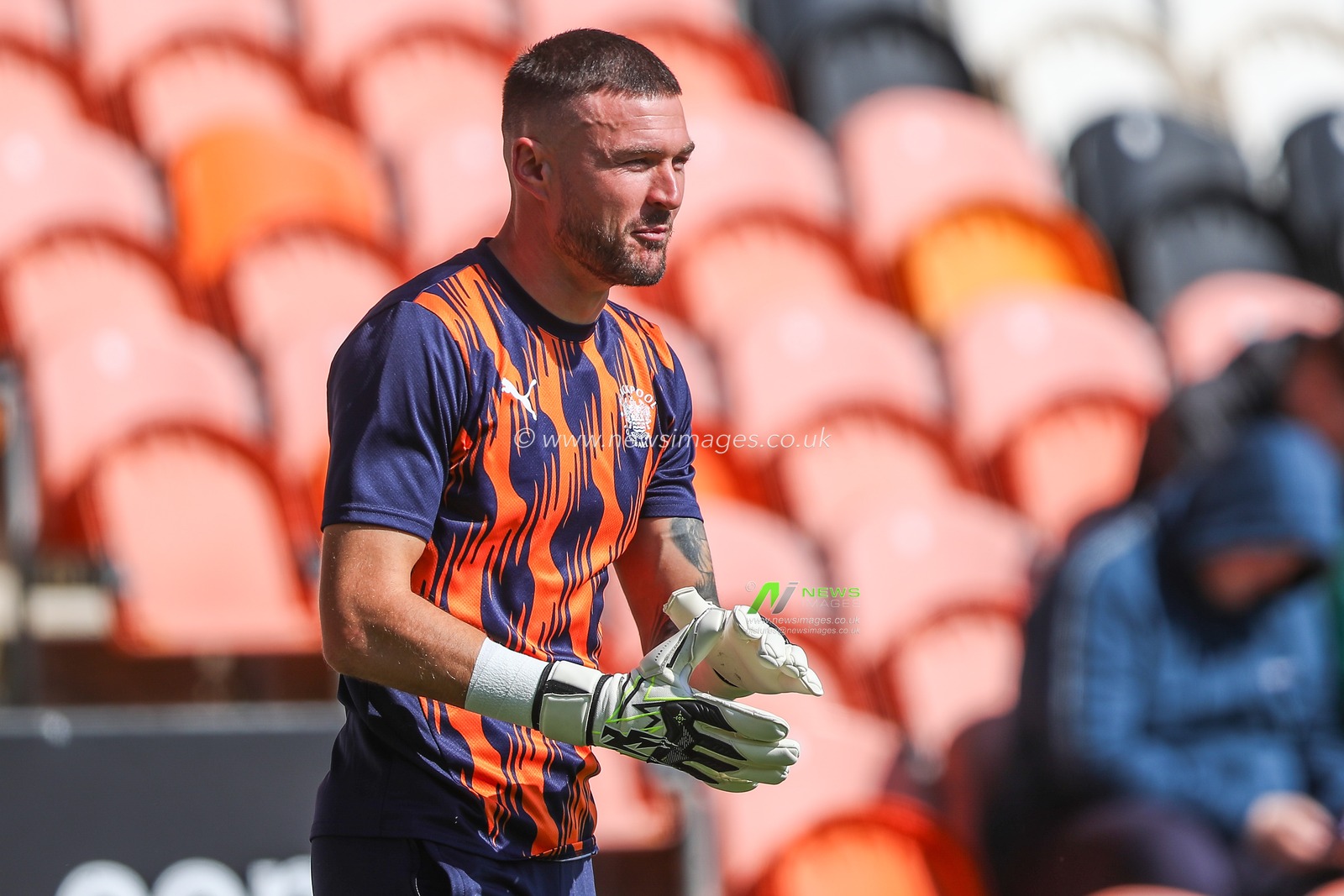 Richard O'Donnell of Blackpool during the pre-game warm up ahead of the Sky Bet League 1 match Blackpool vs Wycombe Wanderers at Bloomfield Road, Blackpool, United Kingdom, 31st August 2024

(Photo by Gareth Evans/News Images)