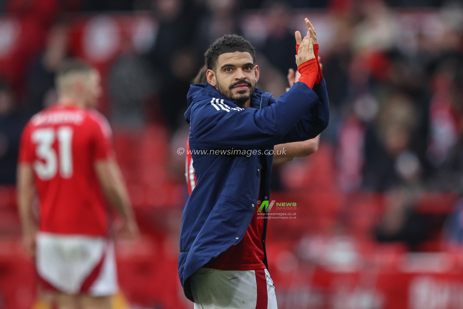 Morgan Gibbs-White of Nottingham Forest applauds the fans after the game during the Premier League match Nottingham Forest vs Brighton and Hove Albion at City Ground, Nottingham, United Kingdom, 1st February 2025

(Photo by Alfie Cosgrove/News Images)