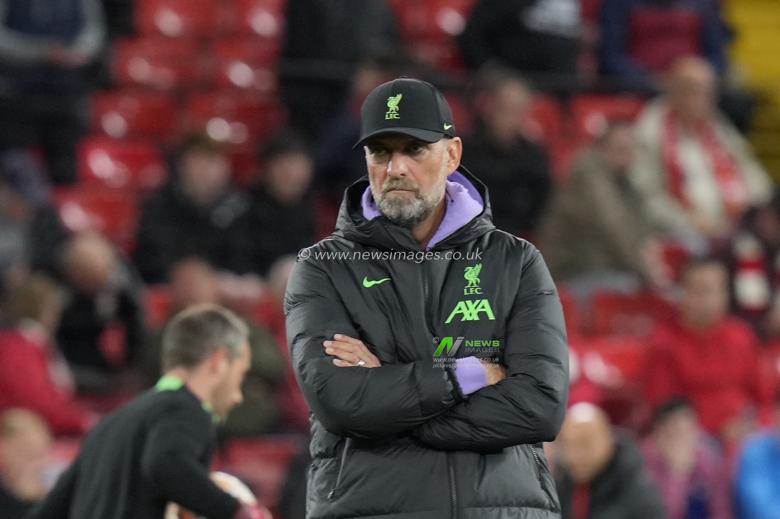 JÃ¼rgen Klopp manager off Liverpool watches his players warm up before  the UEFA Europa League match Liverpool vs Union Saint-Gilloise at Anfield, Liverpool, United Kingdom, 5th October 2023

(Photo by Steve Flynn/News Images)
