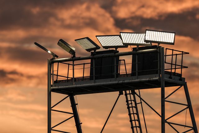 A general view of the floodlights at Halliwell Stadium during the Betfred Super League round 23 match Warrington Wolves vs York Knights at The Halliwell Jones Stadium, Warrington, United Kingdom on 13 August 2026

(Photo by Alfie Cosgrove/News Images)