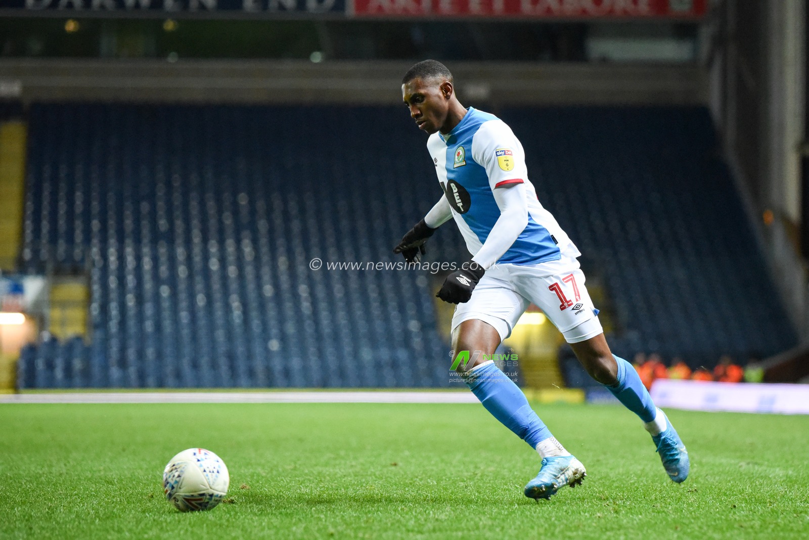 26th February 2020, Ewood Park, Blackburn, England; Sky Bet Championship, Blackburn Rovers v Stoke City : Amari'i Bell (17) of Blackburn Rovers in action