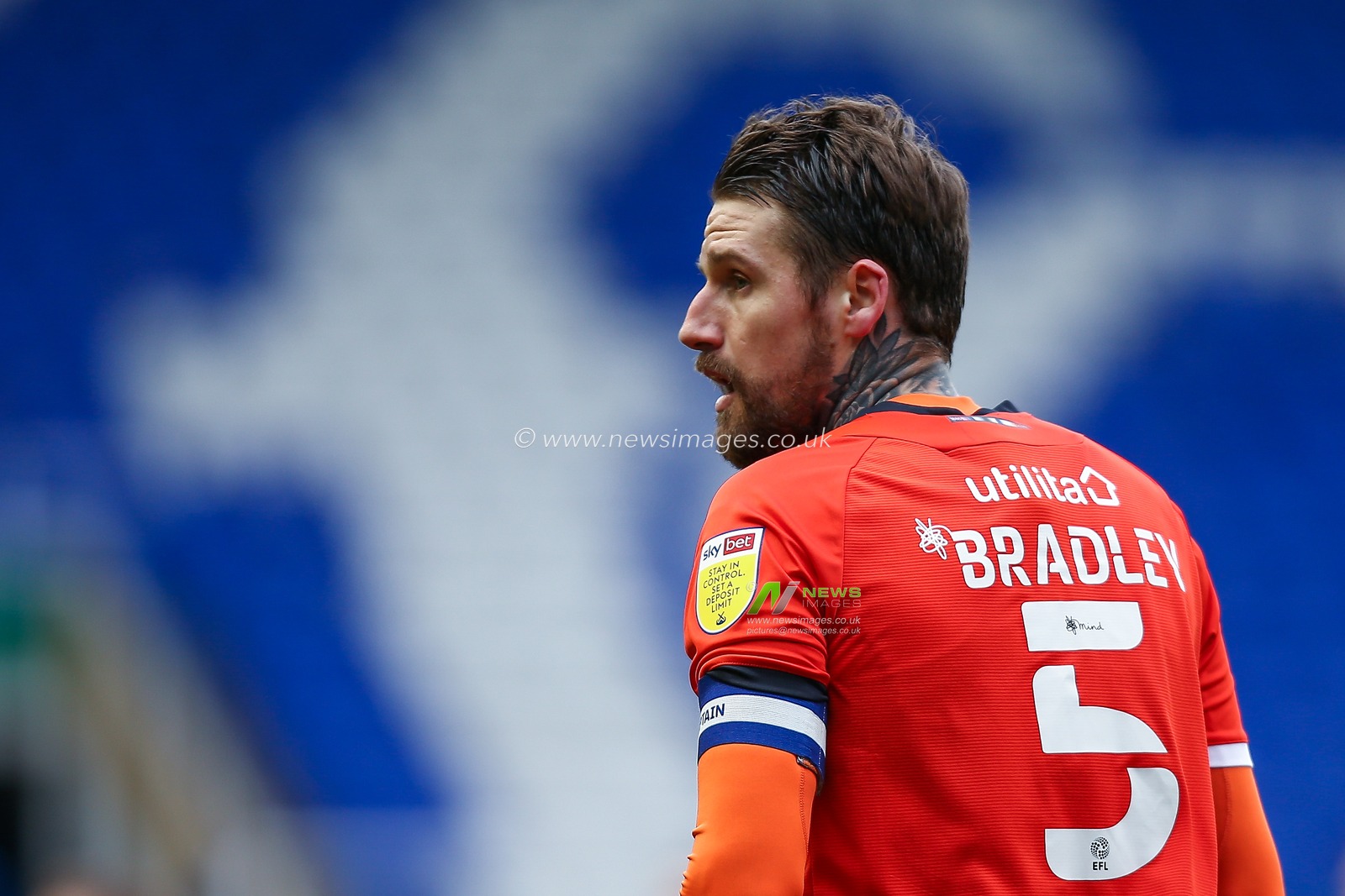Sonny Bradley #5 of Luton Town during the game against Birmingham City