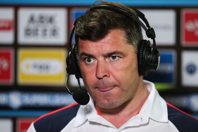 Paul Wellens Head Coach of St. Helens gives an interview after the Betfred Super League  Round 7 match St Helens vs Wakefield Trinity at Totally Wicked Stadium, St Helens, United Kingdom, 11th April 2025

(Photo by Gareth Evans/News Images)