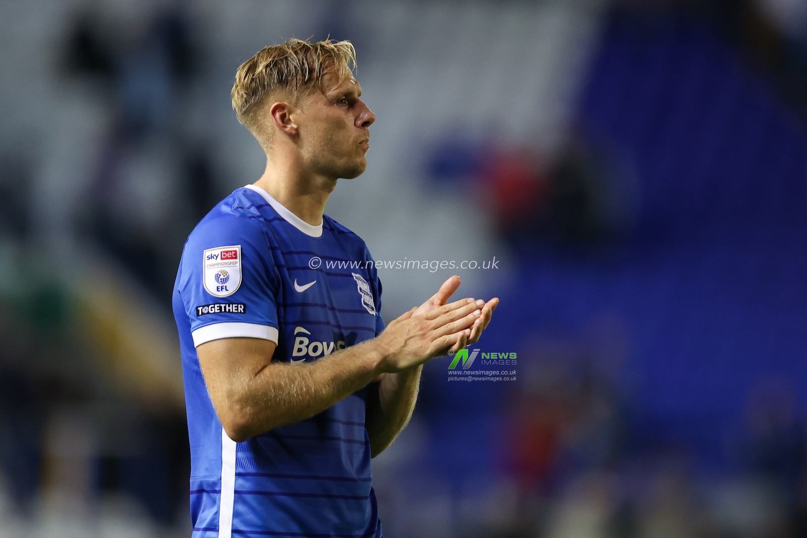 Marc Roberts #4 of Birmingham City  applauds the fans following defeat to Norwich City