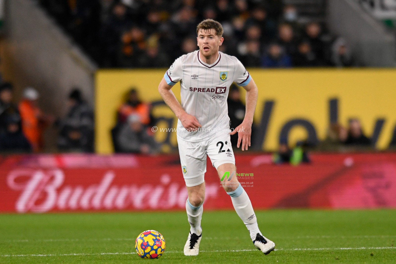 Nathan Collins #22 of Burnley looks for a passing option