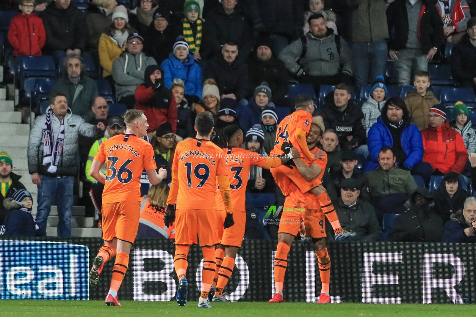 3rd March 2020, The Hawthorns, West Bromwich, England; Emirates FA Cup 5th Round, West Bromwich Albion v Newcastle United : Miguel Almiron (24) of Newcastle United celebrates his goal to make it 0-2