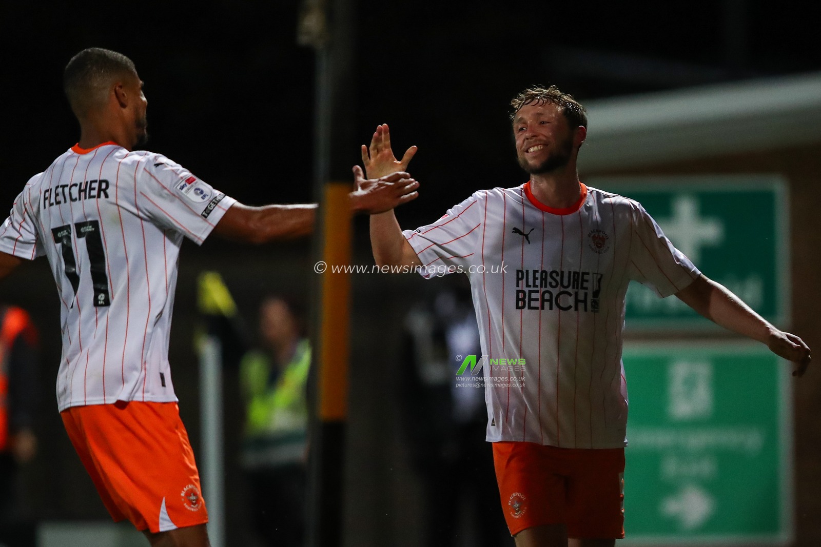 Matthew Pennington of Blackpool celebrates his goal to make it 0-2 during the Carabao Cup match Burton Albion vs Blackpool at Pirelli Stadium, Burton upon Trent, United Kingdom, 13th August 2024

(Photo by Gareth Evans/News Images)