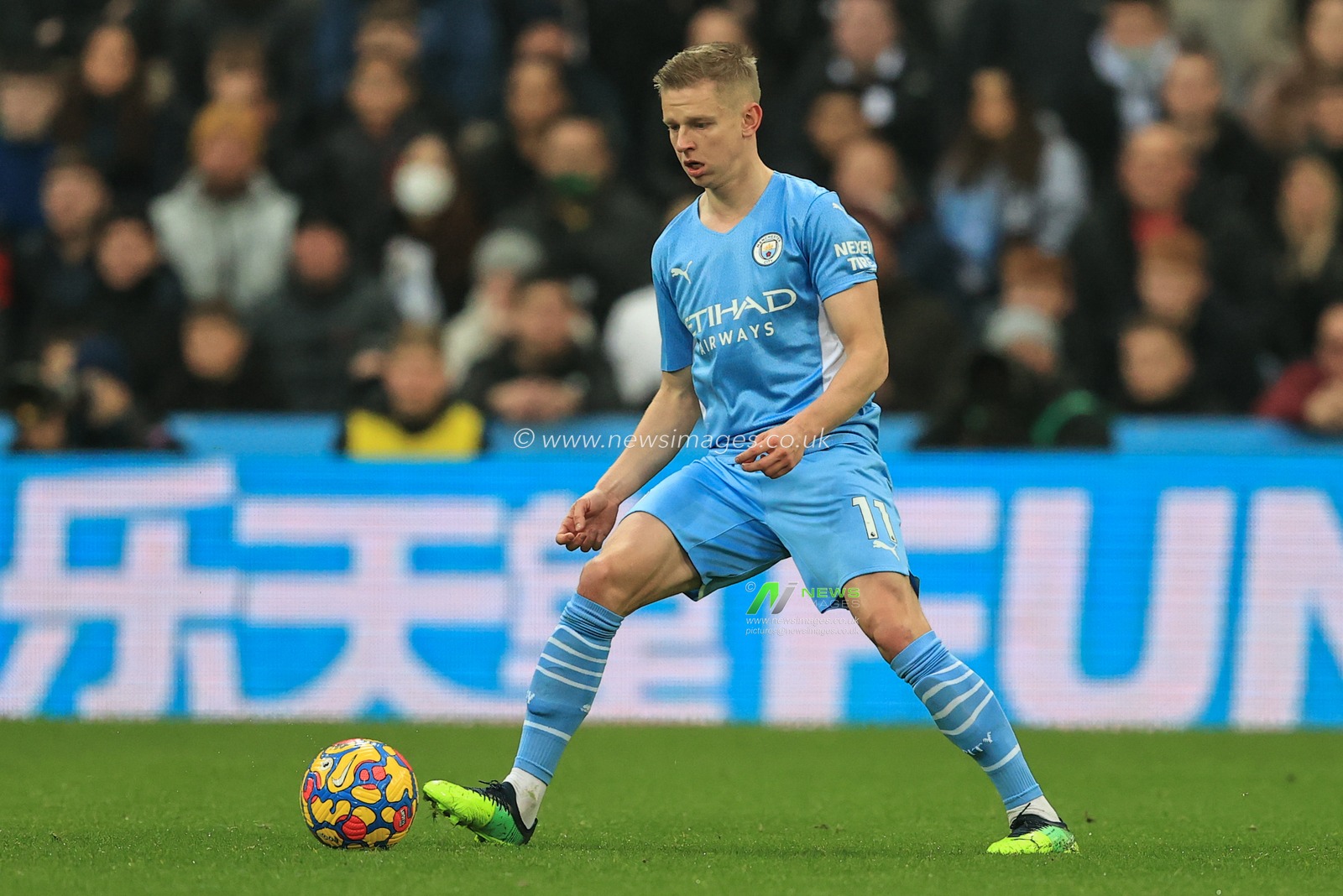 Oleksandr Zinchenko #11 of Manchester City in action during the game
