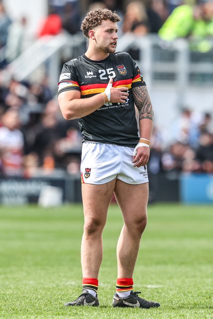 Eliot Peposhi of Bradford Bulls in the pre-game warm up during the Betfred Super League round 8 match Wakefield Trinity vs Bradford Bulls at DIY Kitchens Stadium, Wakefield, United Kingdom on 18 April 2026

(Photo by Alfie Cosgrove/News Images)