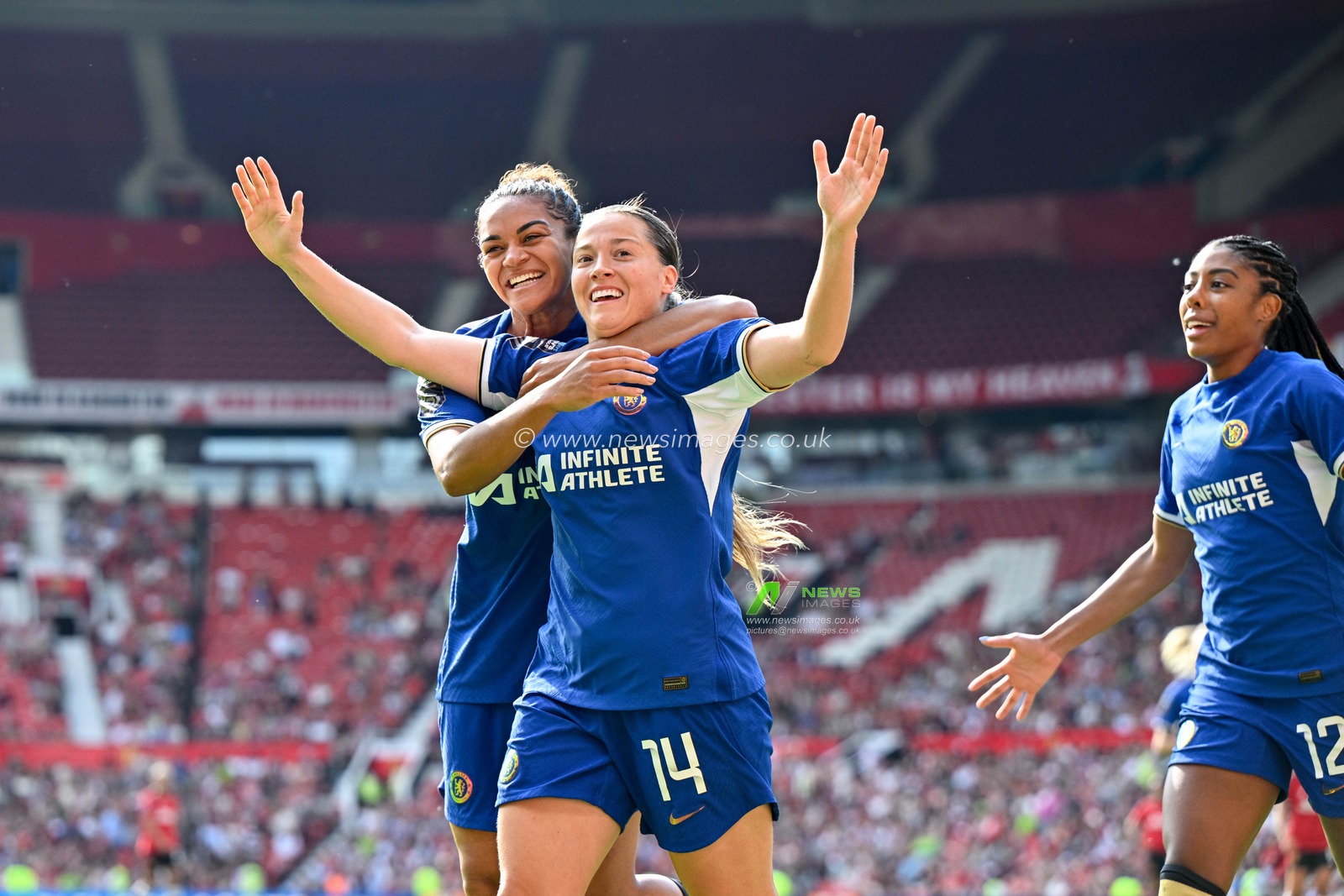 Fran Kirby of Chelsea Women celebrates her goal to make it 0-6 Chelsea, during the The FA Women's Super League match Manchester United Women vs Chelsea FC Women at Old Trafford, Manchester, United Kingdom, 18th May 2024

(Photo by Cody Froggatt/News Images)