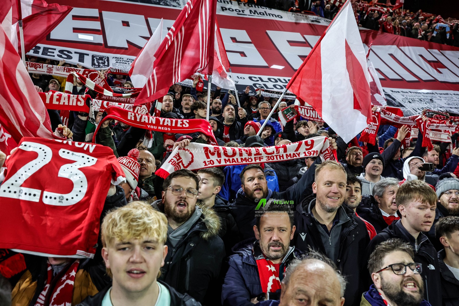Nottingham Forest fans during the UEFA Europa League Matchday 5 of 8 Nottingham Forest vs Malmo FF at City Ground, Nottingham, United Kingdom, 27th November 2025

(Photo by Mark Cosgrove/News Images)

*** GER AUT SUI OUT ***