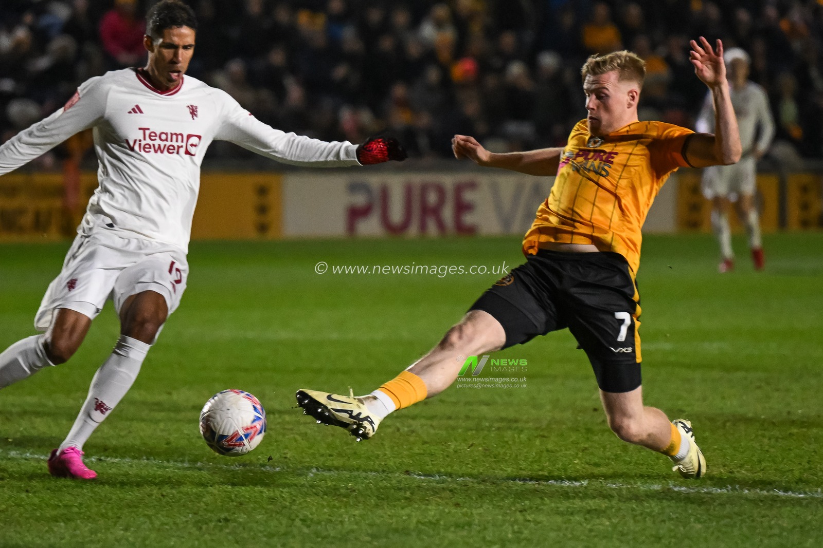 Will Evans of Newport County scores to make it 2-2during the Emirates FA Cup Fourth Round match Newport County vs Manchester United at Rodney Parade, Newport, United Kingdom, 28th January 2024

(Photo by Craig Thomas/News Images)