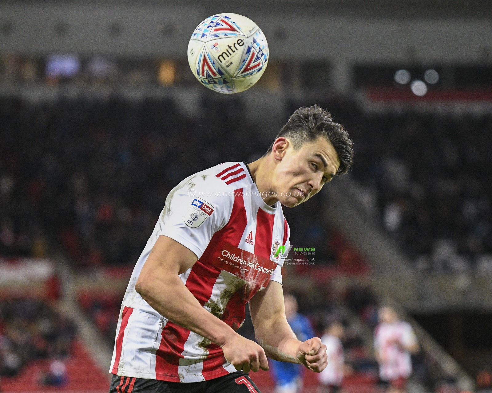 11th February 2020, Stadium Of Light, Sunderland, England; Sky Bet League 1, Sunderland v Rochdale : Luke O'Nien (13) of Sunderland heads the ball