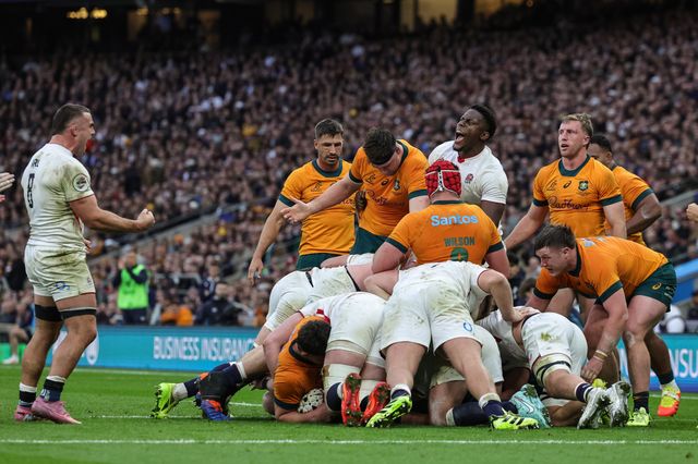 Maro Itoje of England celebrates as England win the ball during the Quilter Nations Series 2025 match England vs Australia at Allianz Stadium, Twickenham, United Kingdom, 1st November 2025

(Photo by Mark Cosgrove/News Images)

*** GER AUT SUI OUT ***
