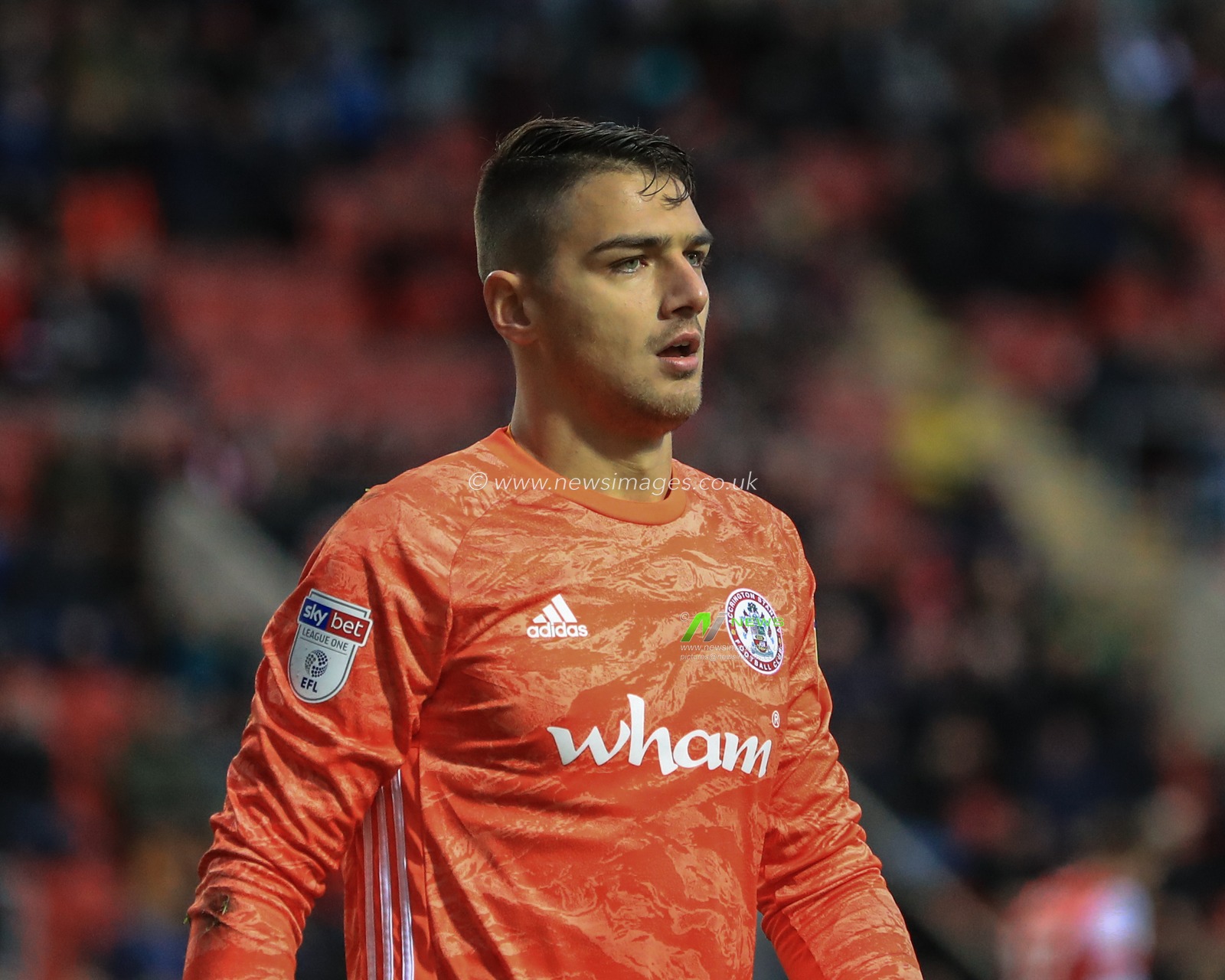16th November 2019, New York Stadium, Rotherham, England; Sky Bet League 1, Rotherham United v Accrington Stanley : Dimitar Evtimov (1) of Accrington Stanley during the game

Credit: Mark Cosgrove/News Images