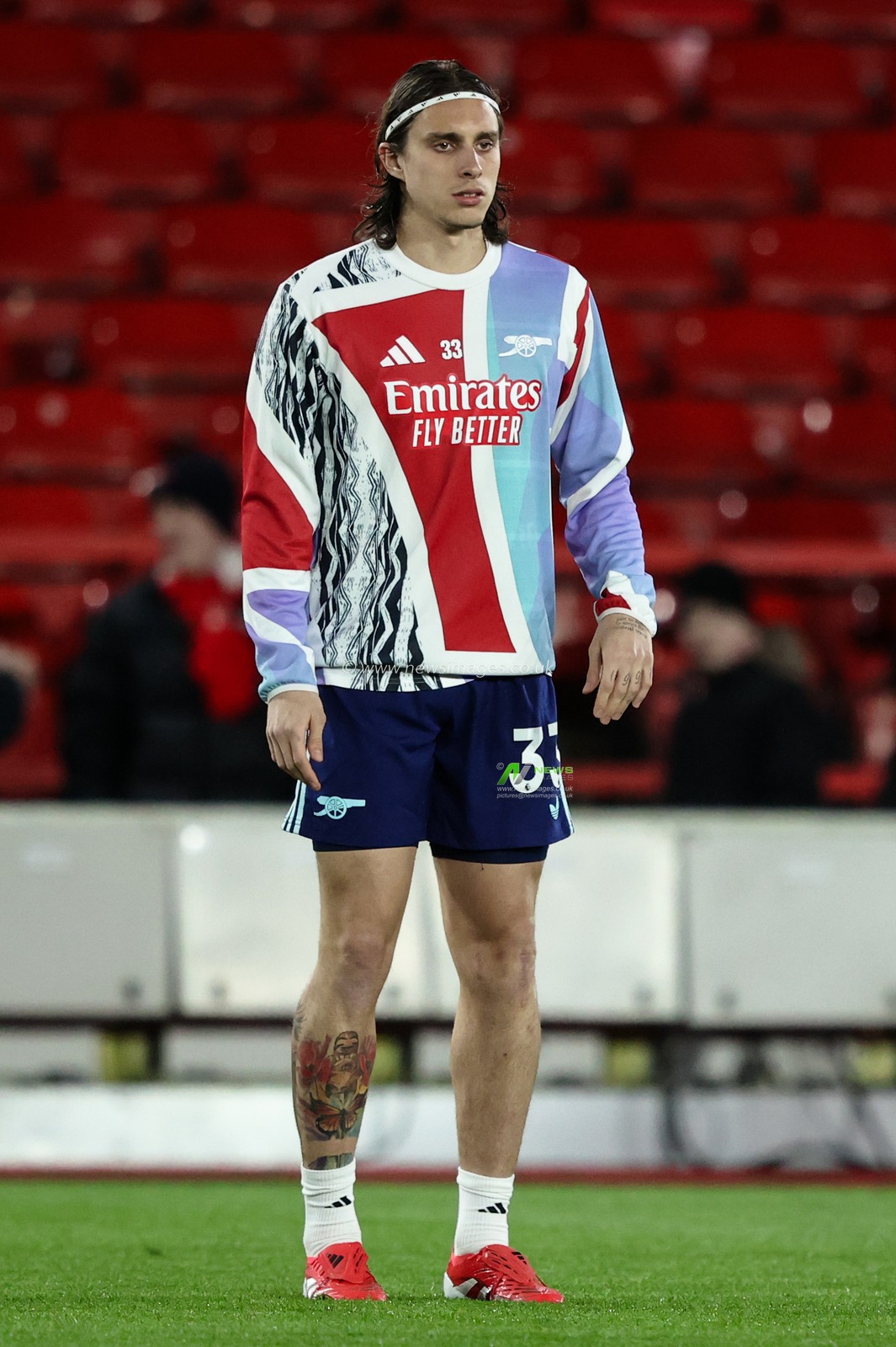 Riccardo Calafiori of Arsenal in the pregame warmup session during the Premier League match Nottingham Forest vs Arsenal at City Ground, Nottingham, United Kingdom, 26th February 2025

(Photo by Alfie Cosgrove/News Images)