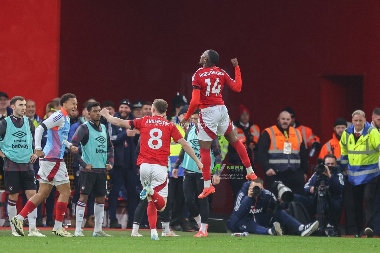 Callum Hudson-Odoi of Nottingham Forest celebrates his goal to make it 2-0 during the Premier League match Nottingham Forest vs West Ham United at City Ground, Nottingham, United Kingdom, 2nd November 2024

(Photo by Alfie Cosgrove/News Images)