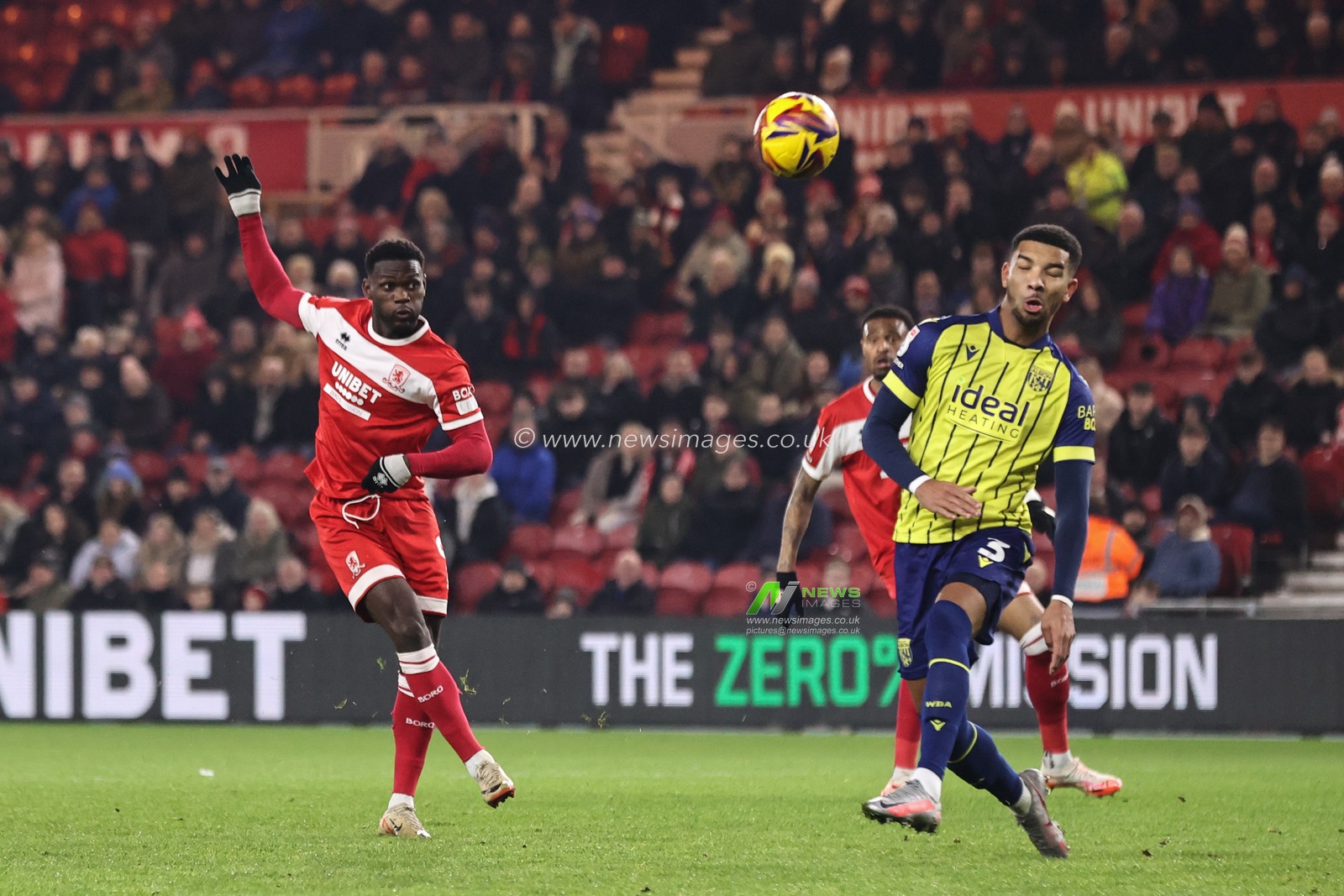 Emmanuel Latte Lath of Middlesbrough takes a shot on goal during the Sky Bet Championship match Middlesbrough vs West Bromwich Albion at Riverside Stadium, Middlesbrough, United Kingdom, 21st January 2025

(Photo by Alfie Cosgrove/News Images)