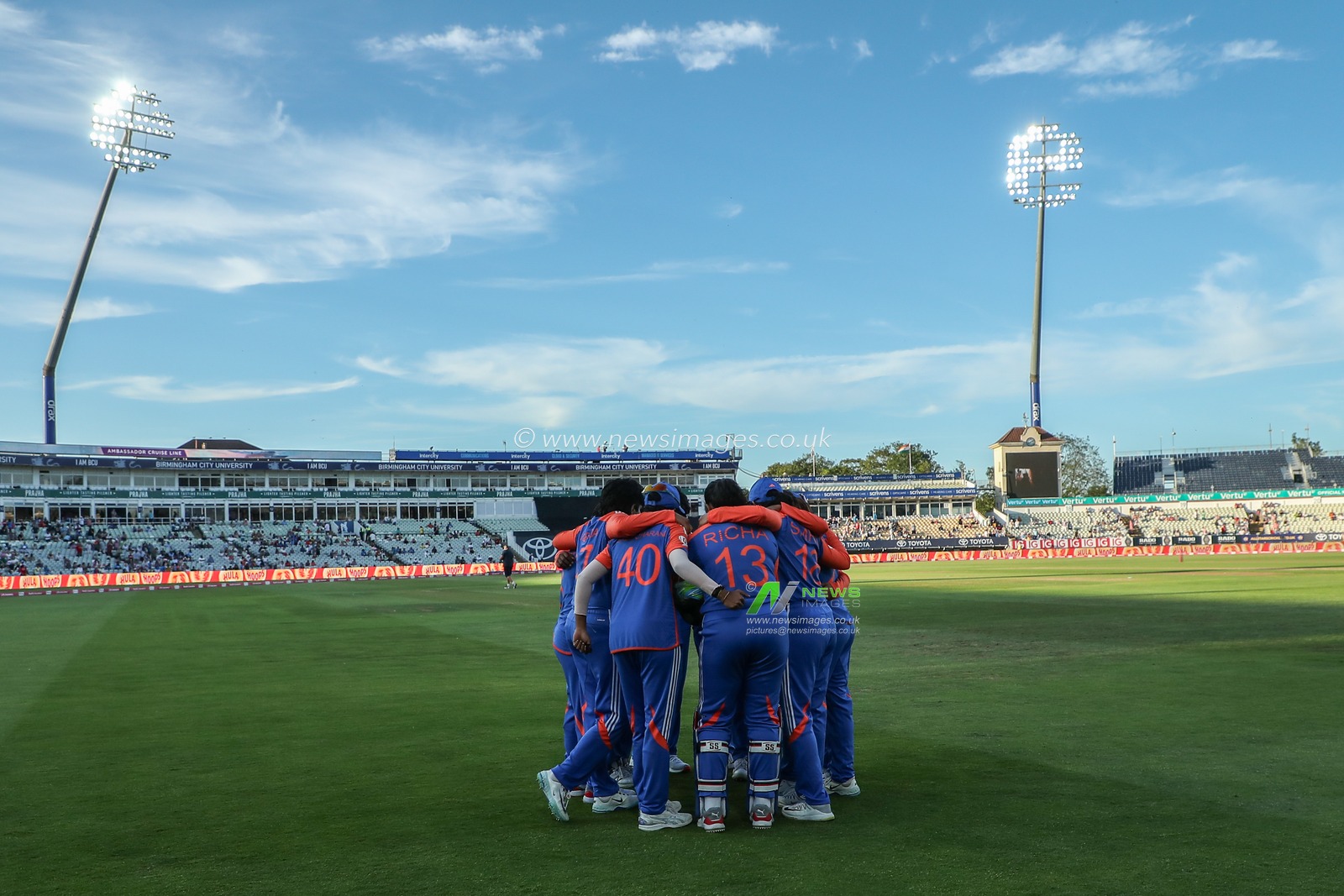 India have a team huddle before the second innings during the 5th Vitality IT20 England Women vs India Women at Edgbaston, Birmingham, United Kingdom, 12th July 2025

(Photo by Izzy Poles/News Images)