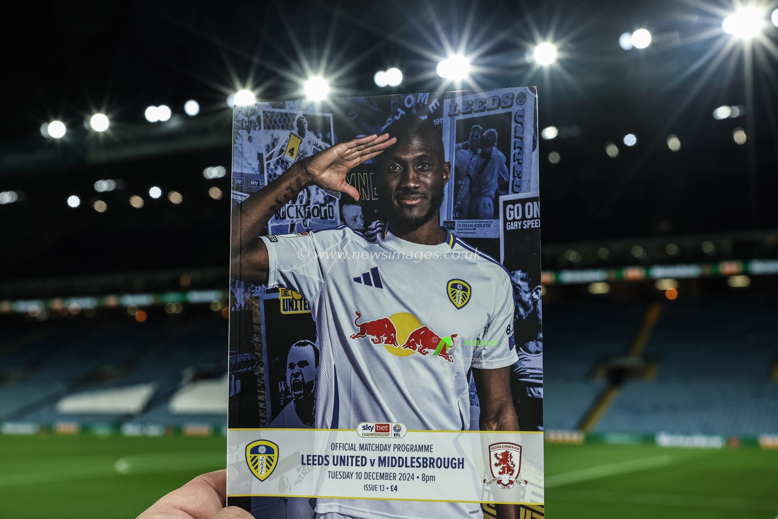 Josuha Guilavogui of Leeds United on the front cover of todays match day program during the Sky Bet Championship match Leeds United vs Middlesbrough at Elland Road, Leeds, United Kingdom, 10th December 2024

(Photo by Mark Cosgrove/News Images)