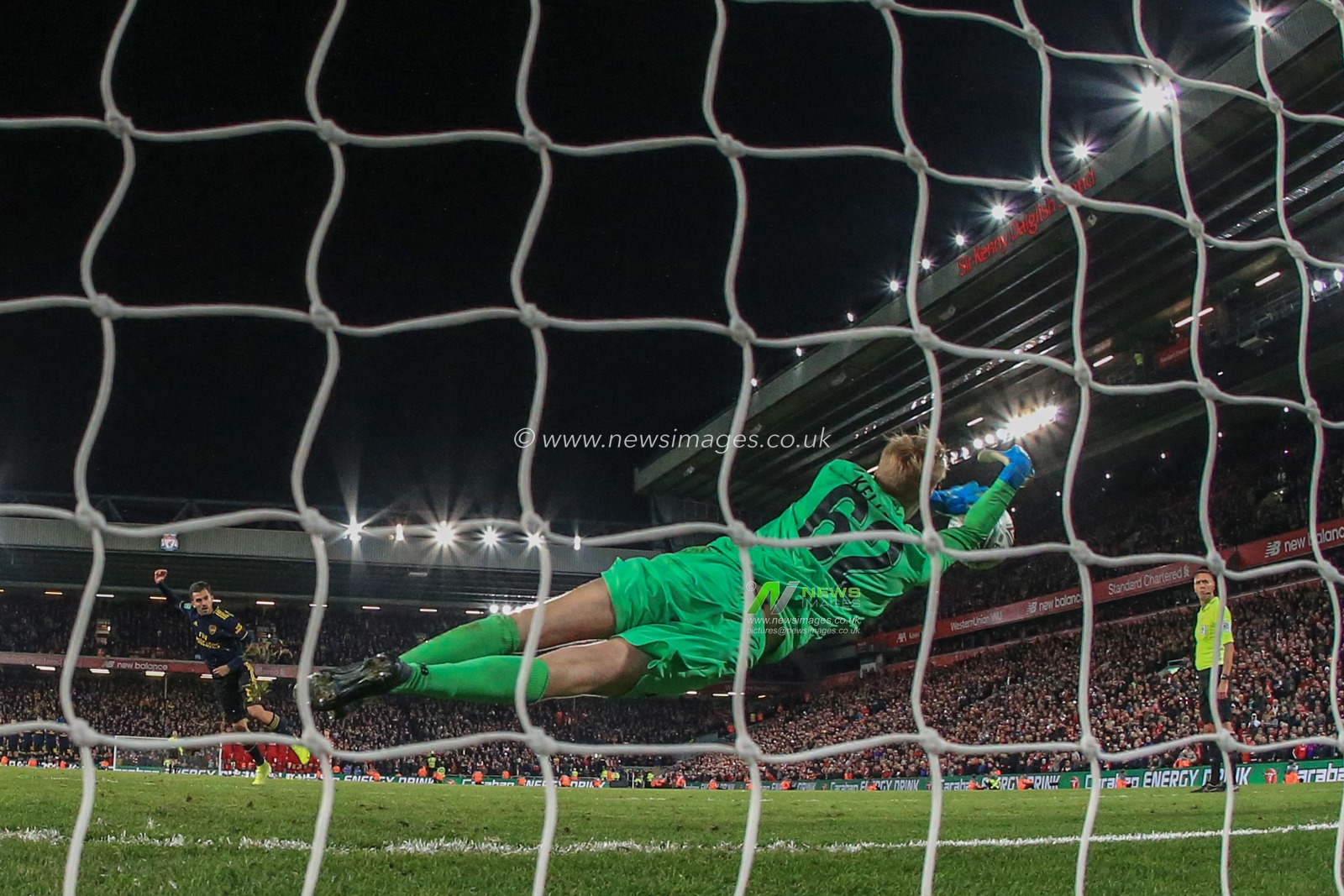 30th October 2019, Anfield, Liverpool, England; Carabao Cup, Liverpool v Arsenal : Caoimhin Kelleher (62) of Liverpool saves Dani Ceballos (8) of Arsenalâ€™s penalty 

Credit: Mark Cosgrove/News Images