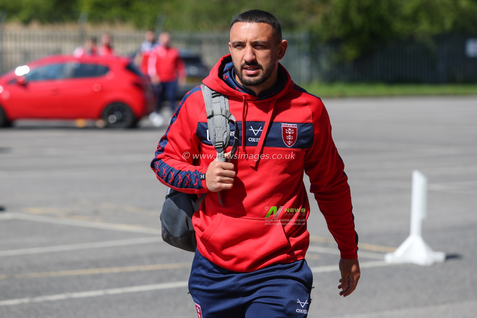 Elliot Minchella #17 of Hull KR arrives at Sewell Group Craven Park