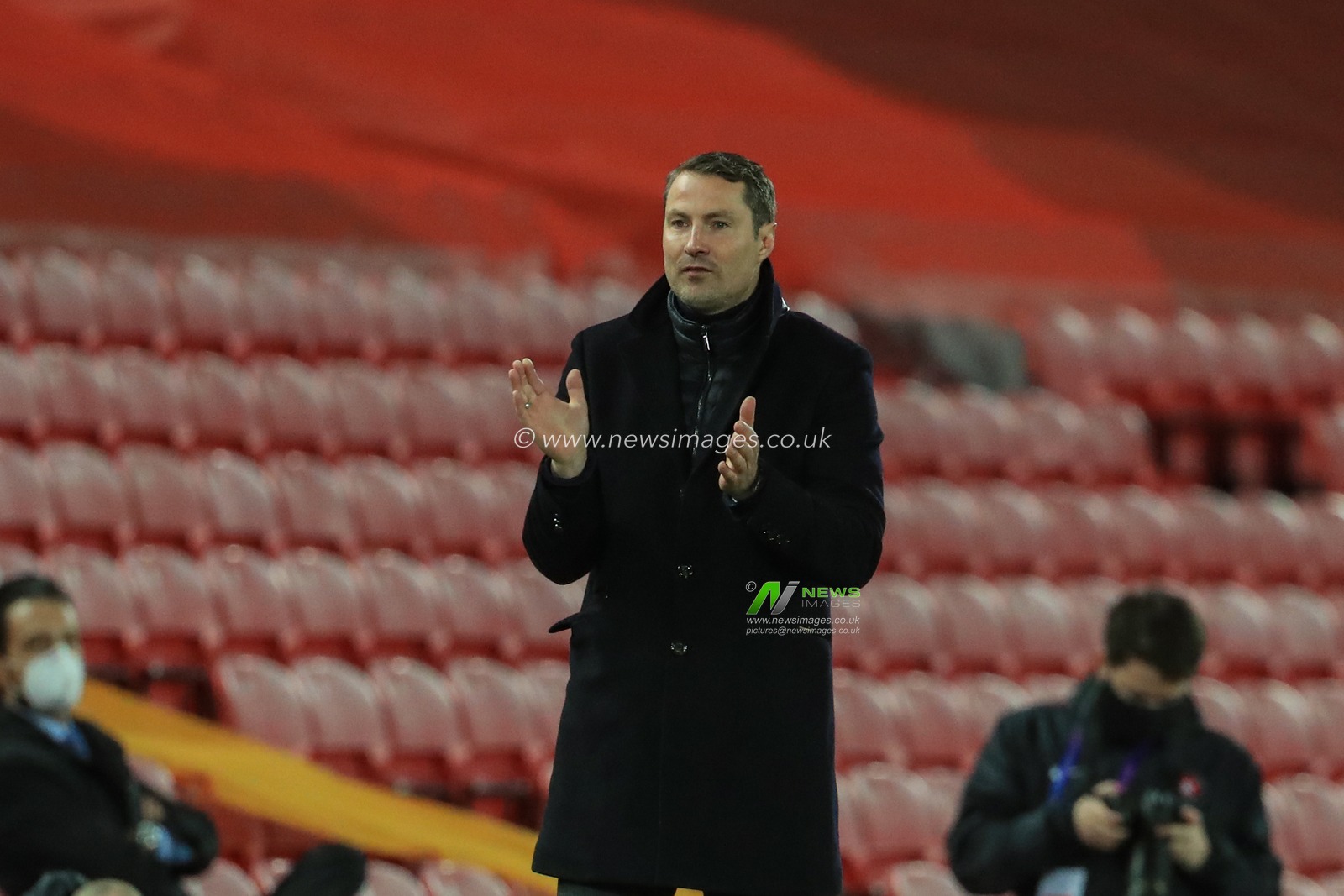 Brian Priske manager of  FC Midtjylland reacts during the game