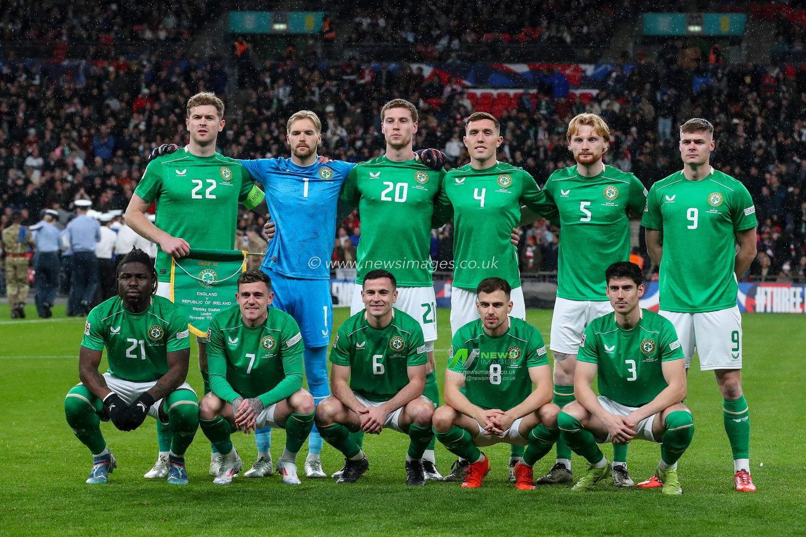 Republic of Ireland team lineup during the UEFA Nations League, League B - Group 2 match England vs Republic of Ireland at Wembley Stadium, London, United Kingdom, 17th November 2024

(Photo by Gareth Evans/News Images)