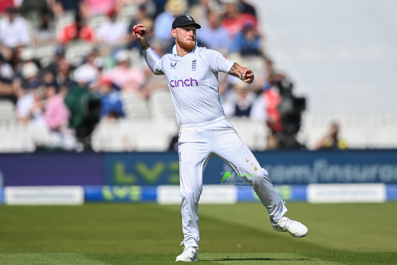 Ben Stokes of England throws the ball back towards the stumps during the LV= Insurance day one Test match England vs Ireland at Lords, London, United Kingdom, 1st June 2023

(Photo by Craig Thomas/News Images)