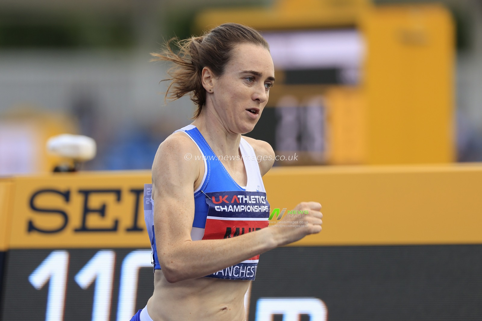 Laura Muir leads into the final lap in the final of the womenâ€™s 1500m during the UK Athletics Championships at Manchester Regional Arena, Manchester, United Kingdom, 9th July 2023

(Photo by Conor Molloy/News Images)