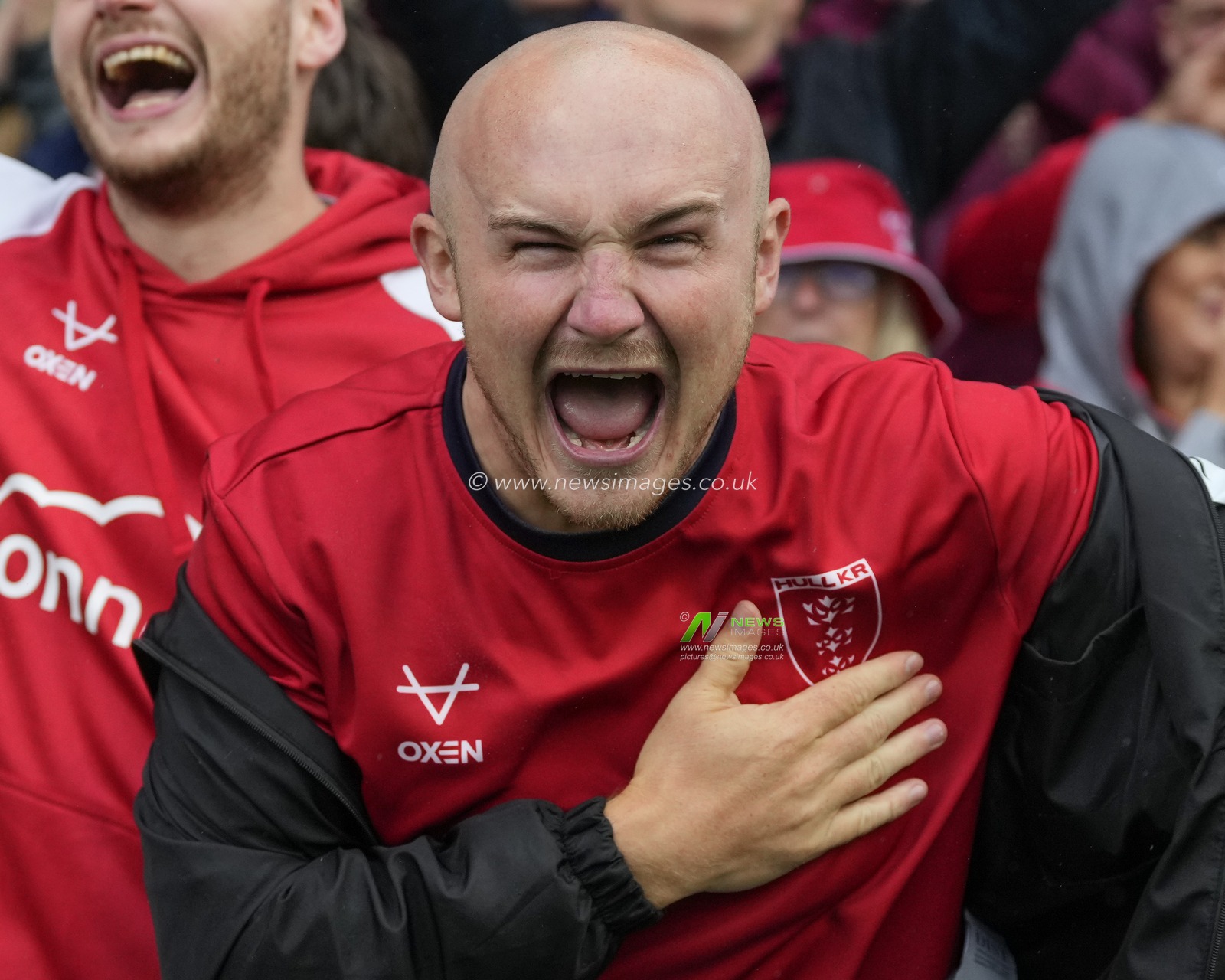 A Hull KR fan celebrates his sides golden point victory during the Betfred Challenge Cup Semi Final match Hull KR vs Wigan Warriors at Sewell Group Craven Park, Kingston upon Hull, United Kingdom, 23rd July 2023

(Photo by Steve Flynn/News Images)