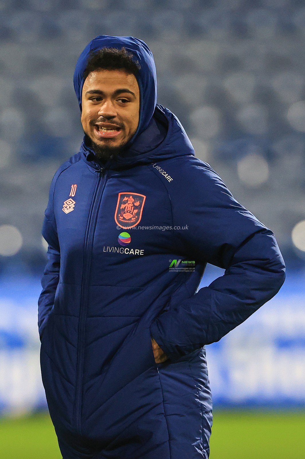 Josh Koroma #10 of Huddersfield Town during the pitch inspection