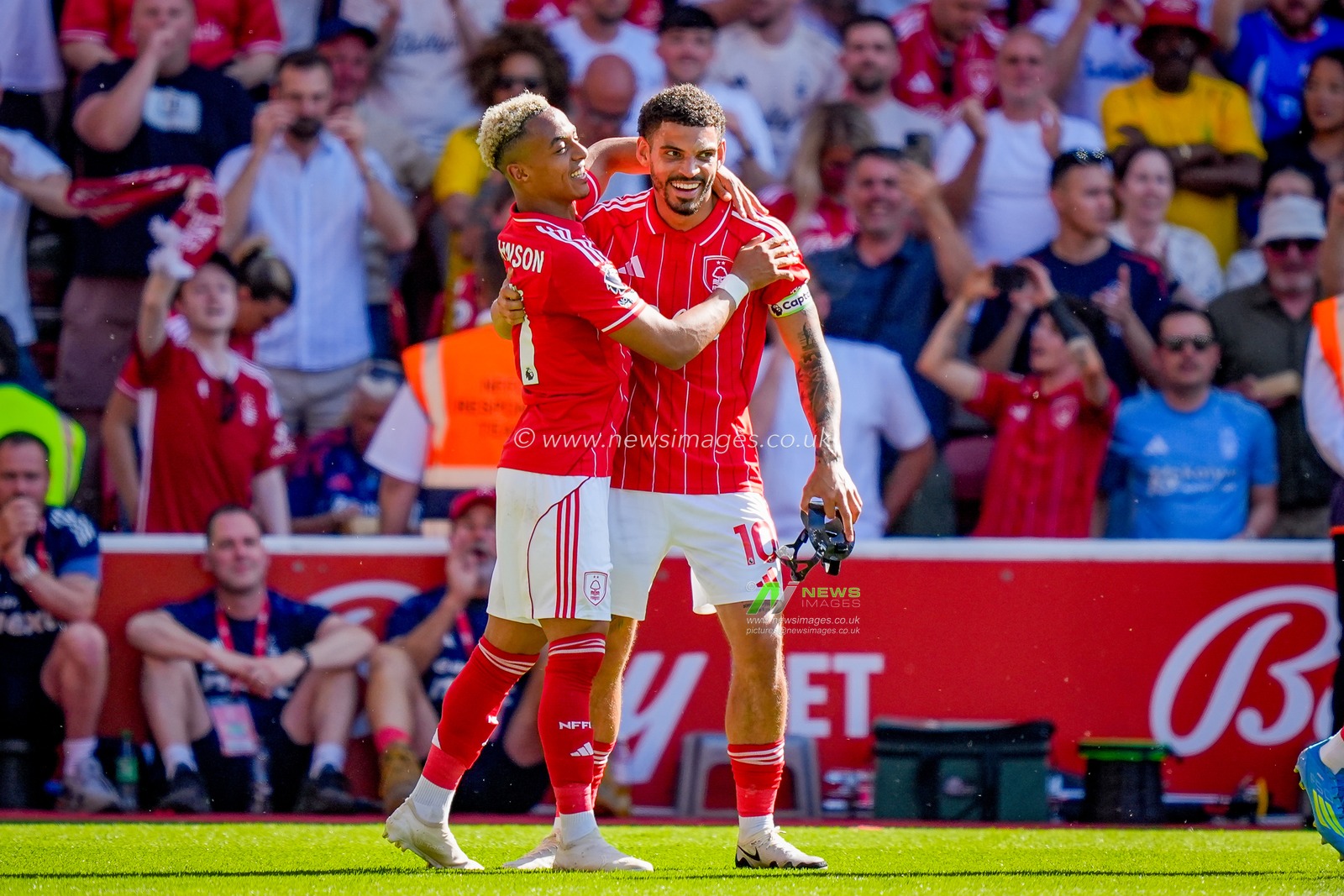 Morgan Gibbs-White of Nottingham Forest celebrates his goal to make it  1-0 during the Premier League match Nottingham Forest vs Bournemouth at City Ground, Nottingham, United Kingdom on 24 May 2026

(Photo by Maynard Manyowa/News Images)