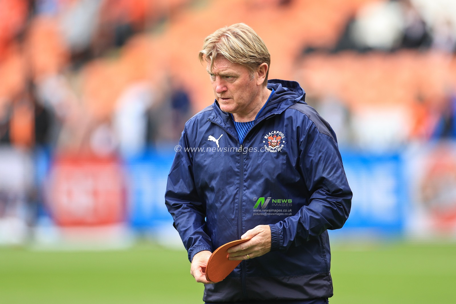 Stuart McCall Assistant head coach of Blackpool during the pre-game warmup