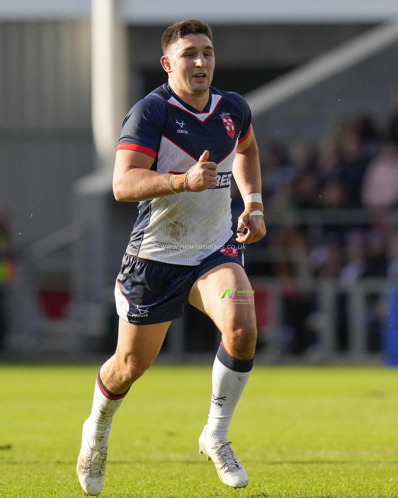 Victor Radley #13 of England during the Rugby League International match England vs Tonga at Totally Wicked Stadium, St Helens, United Kingdom, 22nd October 2023

(Photo by Steve Flynn/News Images)